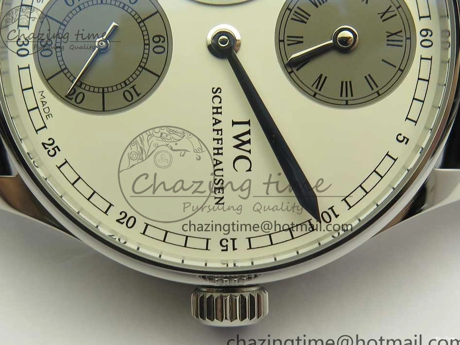 MIROTIME 0426 Upgraded Portuguese Flying Tourbillon SS White Dial 2 Sub Dials on Black Leather Strap 7161